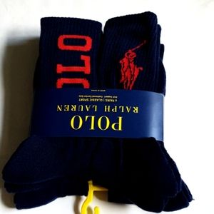 Polo Ralph Lauren 6pk classic sport crew socks big pony 6 pair 6-12 black
